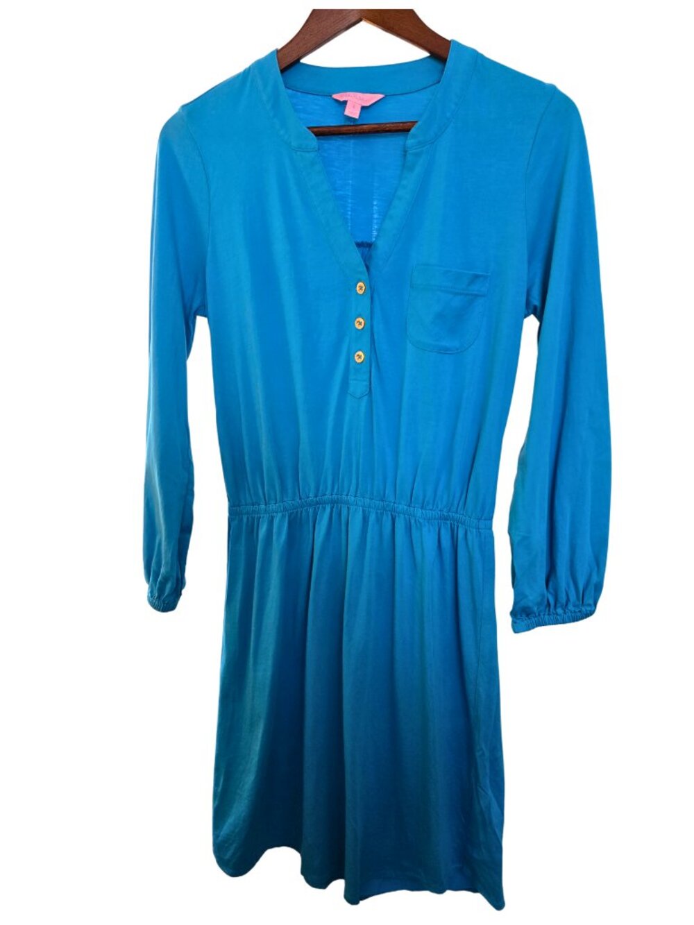 Lilly Pulitzer Beckett Shirt Dress Women’s Size S Blue Cotton Knit Elastic Waist